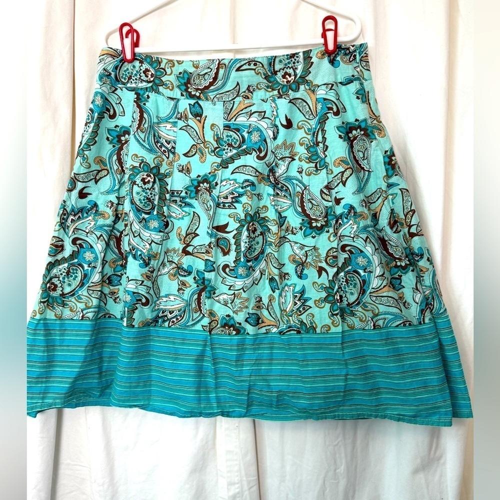 Notations 100% Cotton Womens Sz L Boho Paisley Midi Skirt